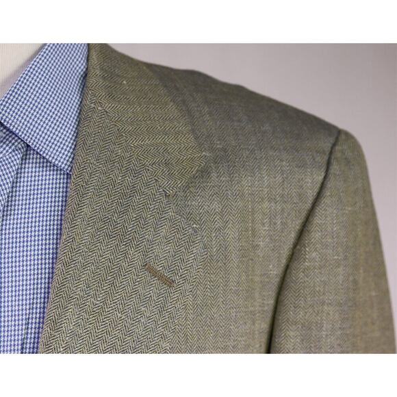 Southwick for Paul Simon Blue/Gold Herringbone Silk 2-Btn Sportcoat Blazer 42R - Picture 4 of 8